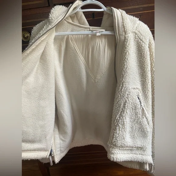 FP Movement by Free People Oversized Cream Teddy Zip Jacket - Picture 5 of 14